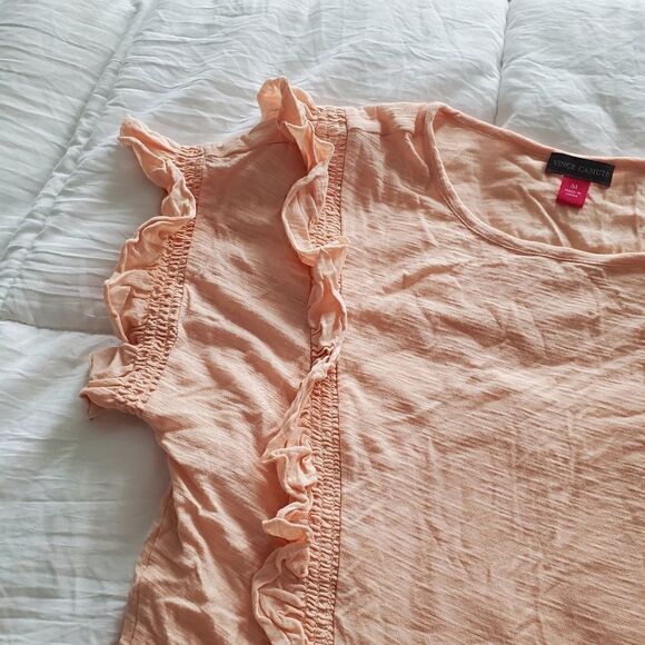 Vince Camuto Peach Ruffle T-shirt - Picture 8 of 9